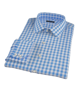 Light Blue Large Gingham Custom Made Shirt 