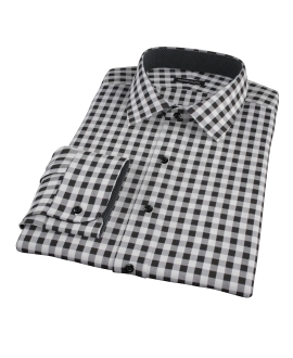 Black Large Gingham Men's Dress Shirt 