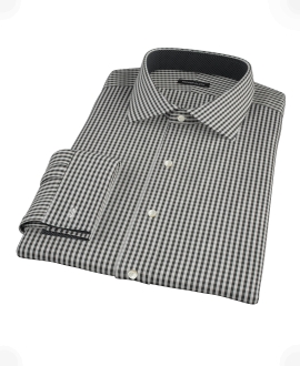 Small Black Gingham Fitted Dress Shirt 