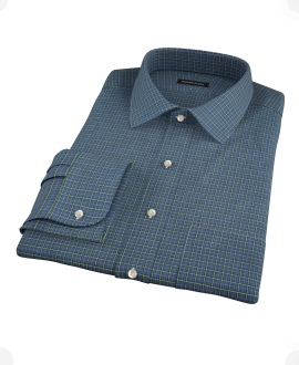 Navy Yellow Tartan Custom Dress Shirt 