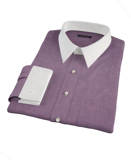 Jones Eggplant End on End Custom Made Shirt 