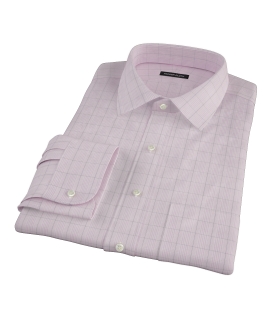 Pink Black Window Grid Fitted Dress Shirt 
