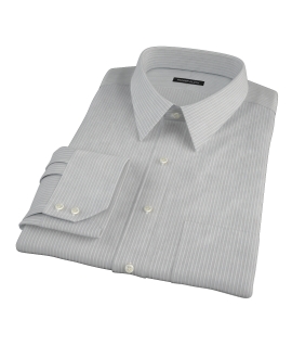 Charcoal End-on-End Stripe Fitted Dress Shirt 