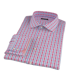 Light Blue and Red Gingham Dress Shirt 