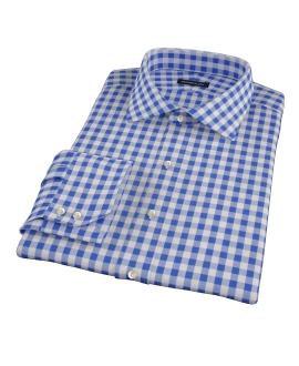 Royal Blue Large Gingham Men's Dress Shirt 
