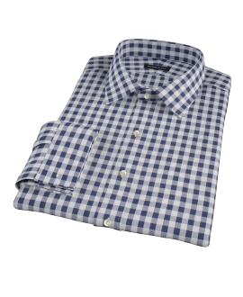 Navy Blue Large Gingham Dress Shirt 