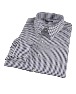Blue and Black Gingham Twill Custom Made Shirt 