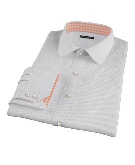 Blue and Brown Fine Satin Stripe Tailor Made Shirt 