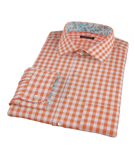 Orange Large Gingham Men's Dress Shirt 