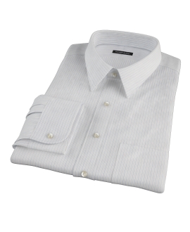 Blue and Brown Fine Satin Stripe Men's Dress Shirt 