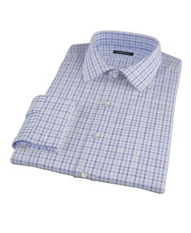 Blue and Light Blue Tattersall Fitted Dress Shirt 