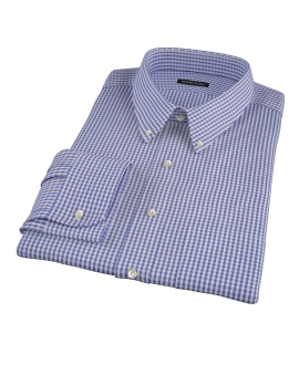 Small Blue 100s Gingham Fitted Dress Shirt 
