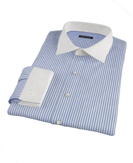 Blue Wrinkle Resistant Bordered Stripe Custom Made Shirt 