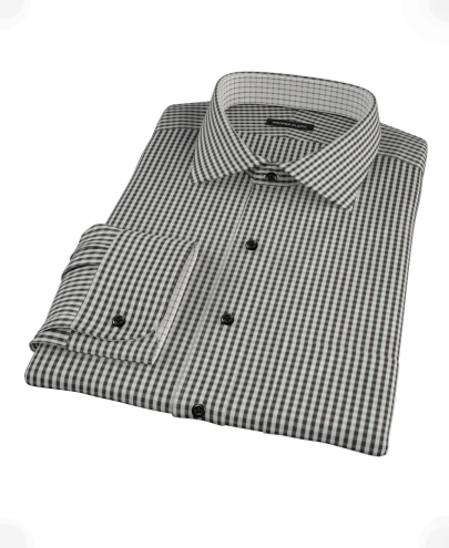 Small Black Gingham Custom Dress Shirt 
