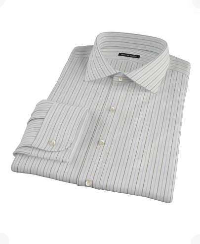 Charcoal Blue Stripe Fitted Dress Shirt 