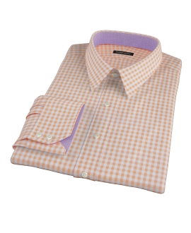 Medium Light Orange Gingham Men's Dress Shirt 