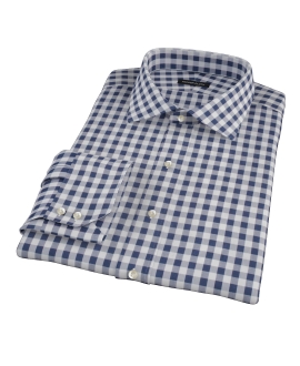 Navy Blue Large Gingham Dress Shirt 