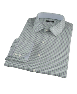 Green and Blue Mini Gingham Custom Dress Shirt 
