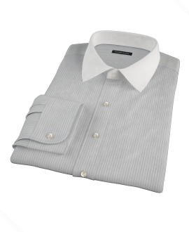 Charcoal End-on-End Stripe Fitted Shirt 