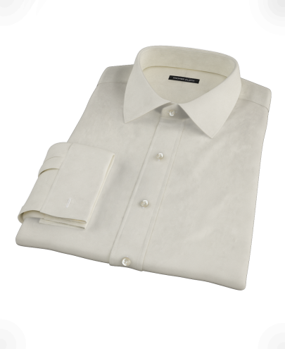 Ecru Pinpoint Fitted Dress Shirt 