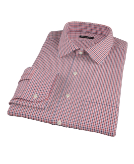 Red and Navy Mini Gingham Custom Dress Shirt 
