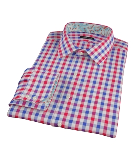 Red and Blue Large Gingham Men's Dress Shirt 