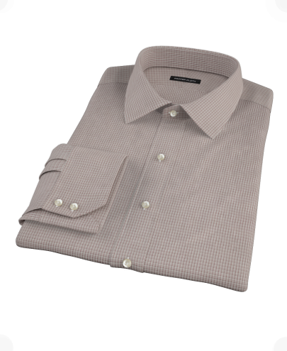 Brown and Grey Check Custom Dress Shirt 