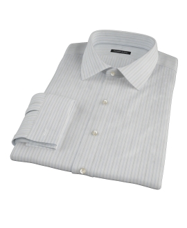 Light Blue Gray Dobby Stripe Dress Shirt 