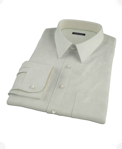 Soft Green Basketweave Men's Dress Shirt 