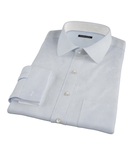 Light Blue Dobby Stripe Fitted Dress Shirt 