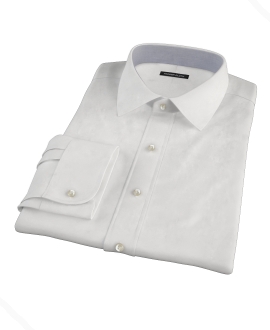 White Heavy Oxford Cloth Fitted Dress Shirt 
