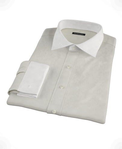 Ivory Pinpoint Fitted Dress Shirt 