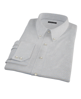 Coffee & Blue Check Fitted Shirt 