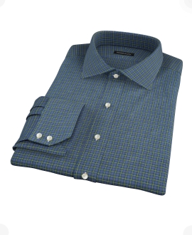 Navy Yellow Tartan Fitted Shirt 