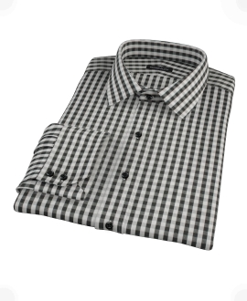 Black Classic Gingham Men's Dress Shirt 