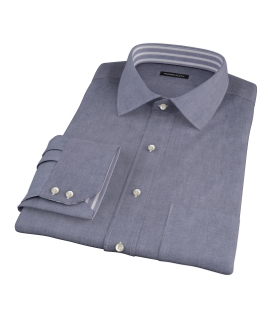 Indigo Chambray-Cotton Fitted Dress Shirt 