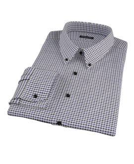Blue and Black Gingham Twill Fitted Dress Shirt 