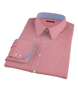 100s Red Mini Gingham Men's Dress Shirt 