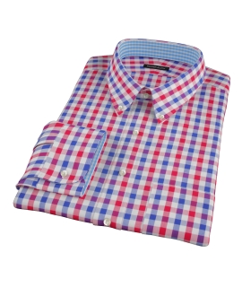 Red and Blue Large Gingham Men's Dress Shirt 