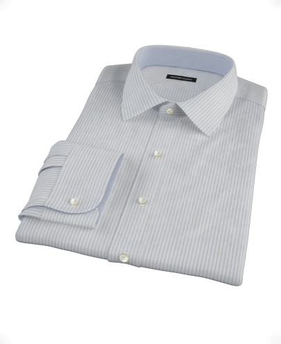French Blue Stripe Heavy Oxford Cloth Custom Dress Shirt 