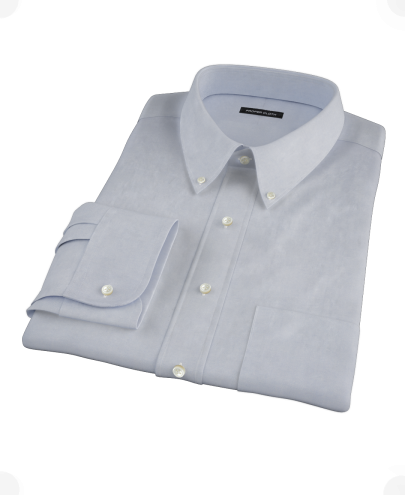 French Blue Heavy Oxford Cloth Men's Dress Shirt 