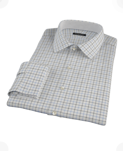 Light Blue Black Windowpane Custom Dress Shirt 