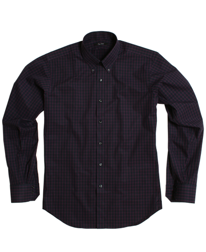 Purple and Navy Large Check Fitted Dress Shirt 