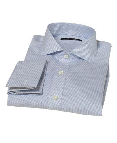 Japanese Light Blue Mini Grid Men's Dress Shirt 