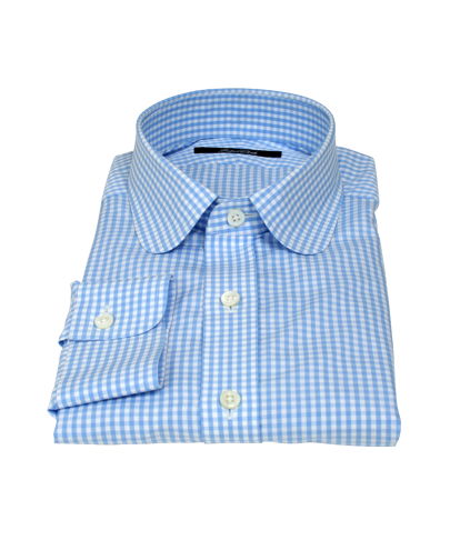 Small Light Blue Japanese Gingham Men's Dress Shirt 