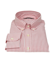Red Stripe Oxford Fitted Dress Shirt 
