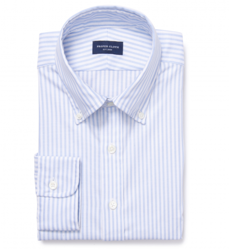 Light Blue Stripe Oxford Fitted Dress Shirt 