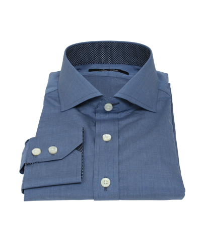 Dark Blue End on End Fitted Dress Shirt 