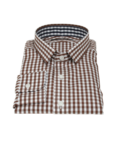 Clove Brown Gingham Custom Dress Shirt 