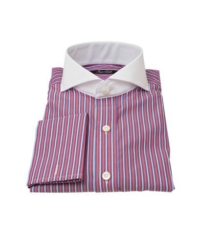 Cranberry and Blue Multi-Stripe Dress Shirt 